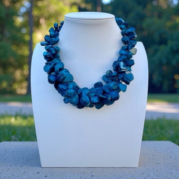 Blue Bamboo CORAL Statement Necklace